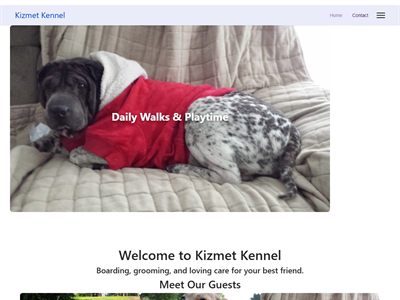 Kizmet Kennel website screenshot