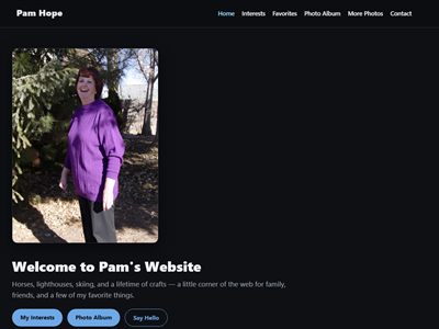 Pam Hope website screenshot